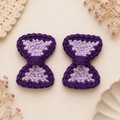 Purple & Lavender Crochet Bow Hair Clips – Set of 2