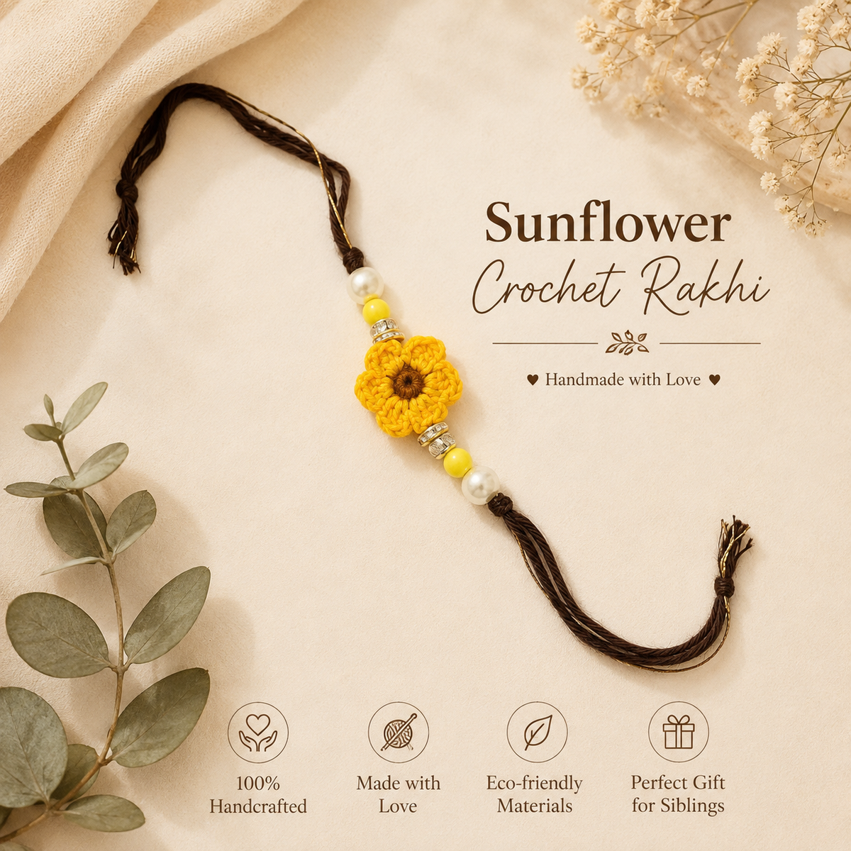 Sunflower Crochet Rakhi