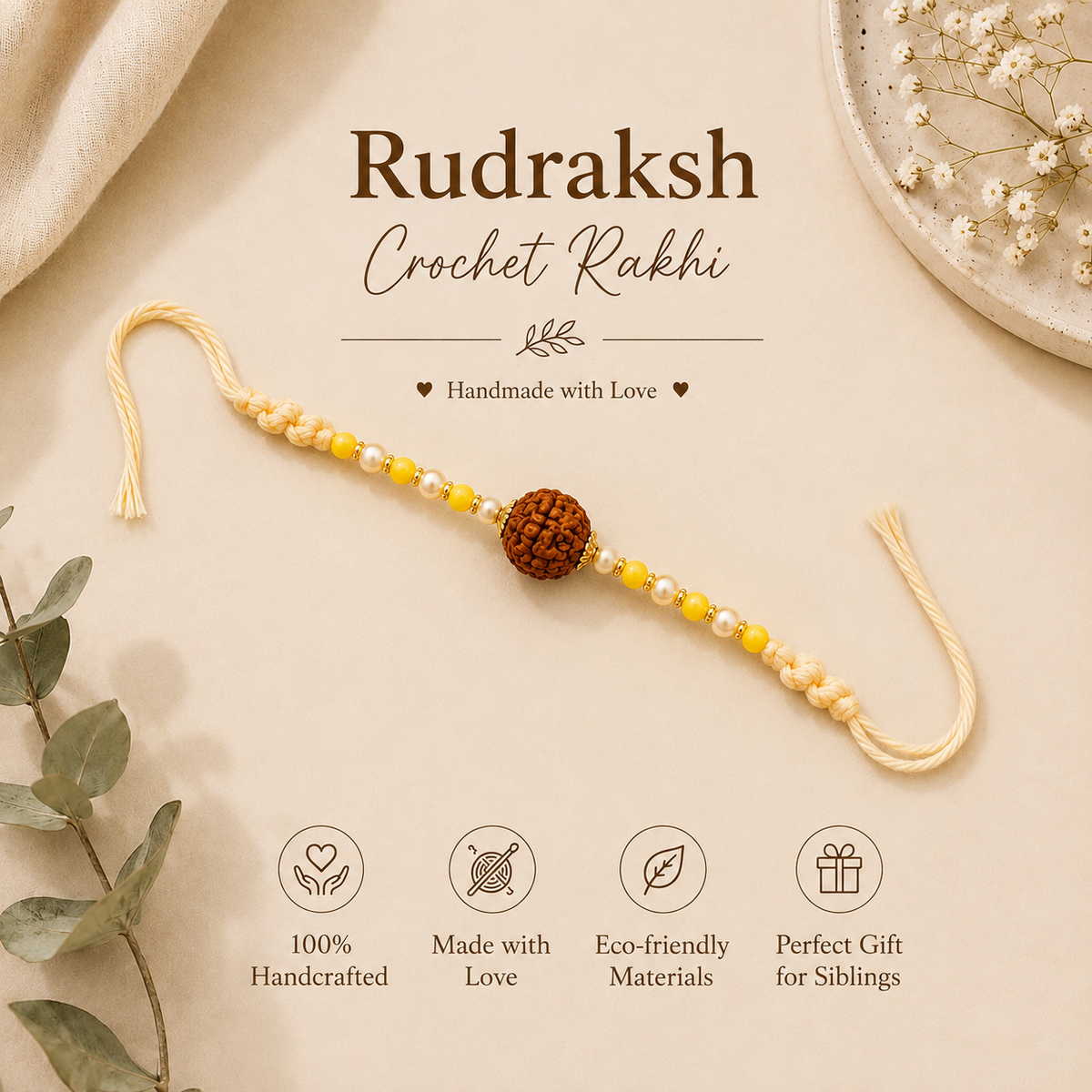 Crochet Rudraksh Rakhi