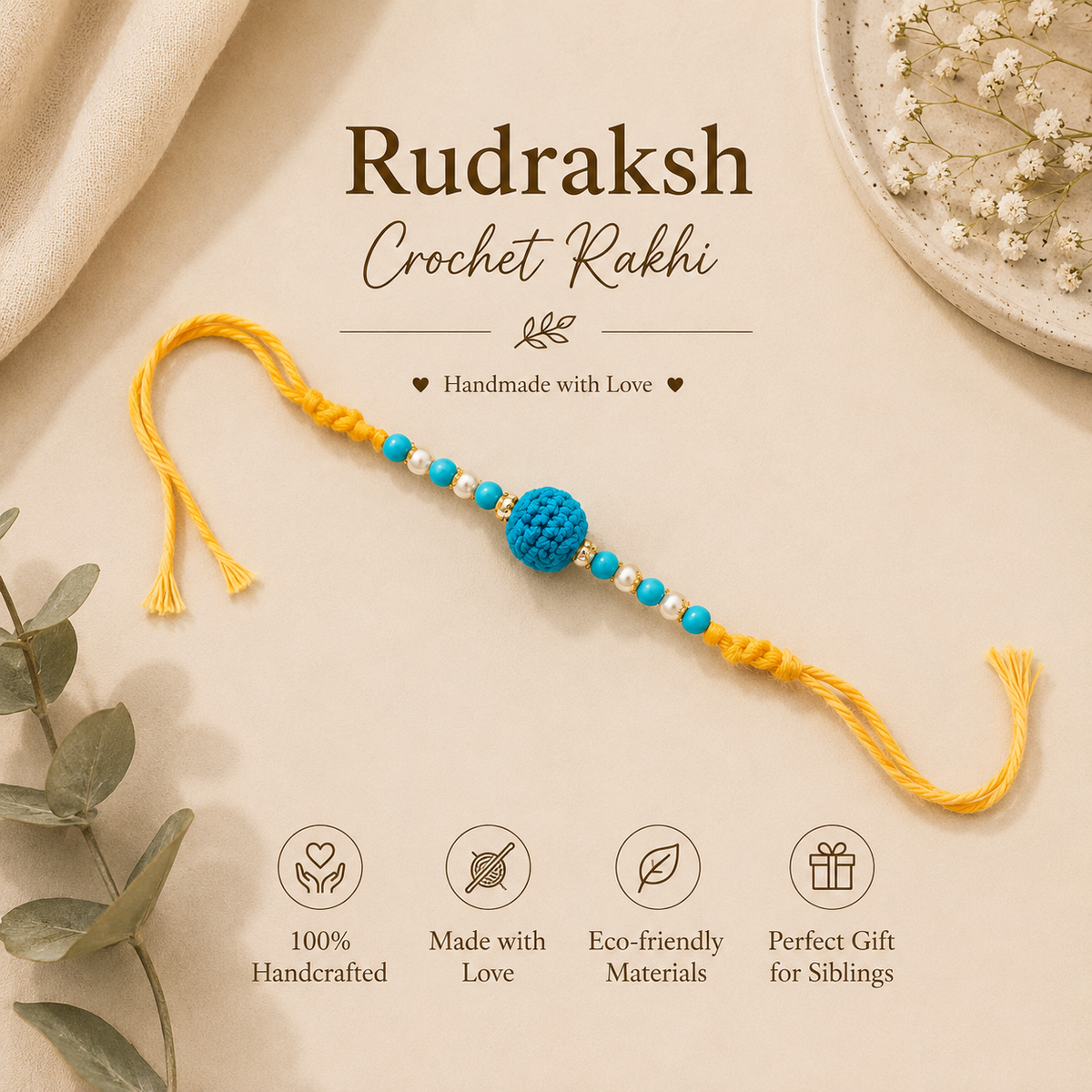 Crochet Rudraksh Rakhi