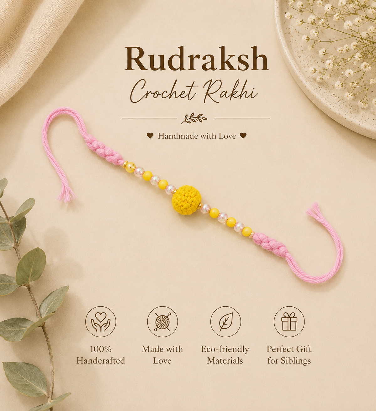Crochet Rudraksh Rakhi