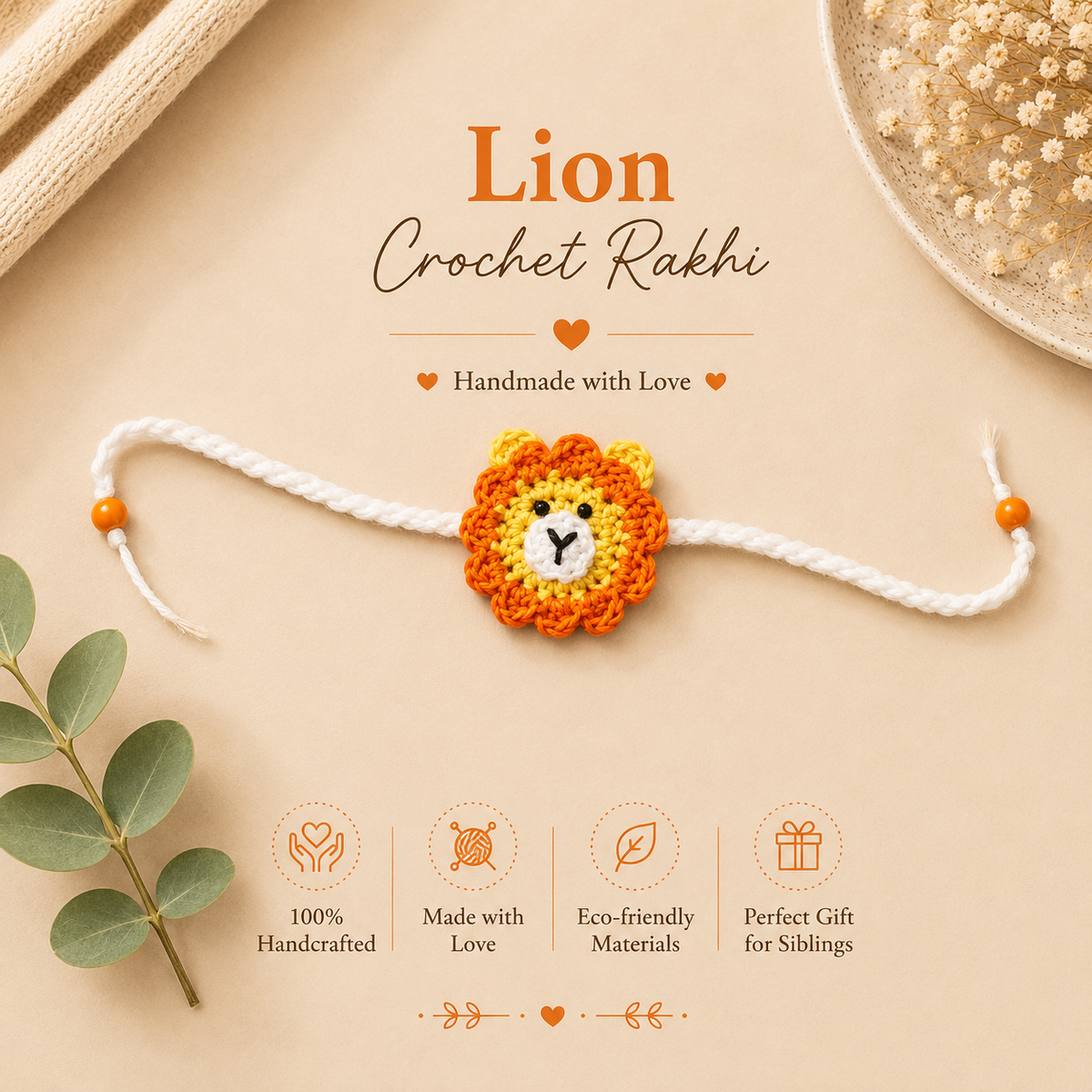 Lion Crochet Rakhi