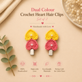Dual Colour Crochet Heart Hair Clips – Set of 2