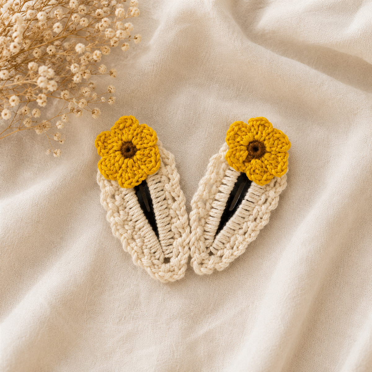 Crochet Flower Hair Clips – Set of 2