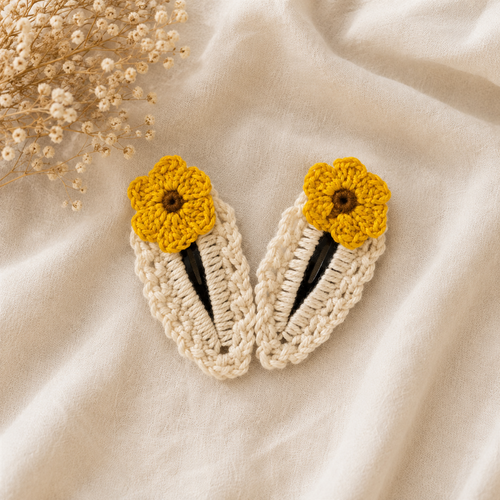 Crochet Flower Hair Clips – Set of 2