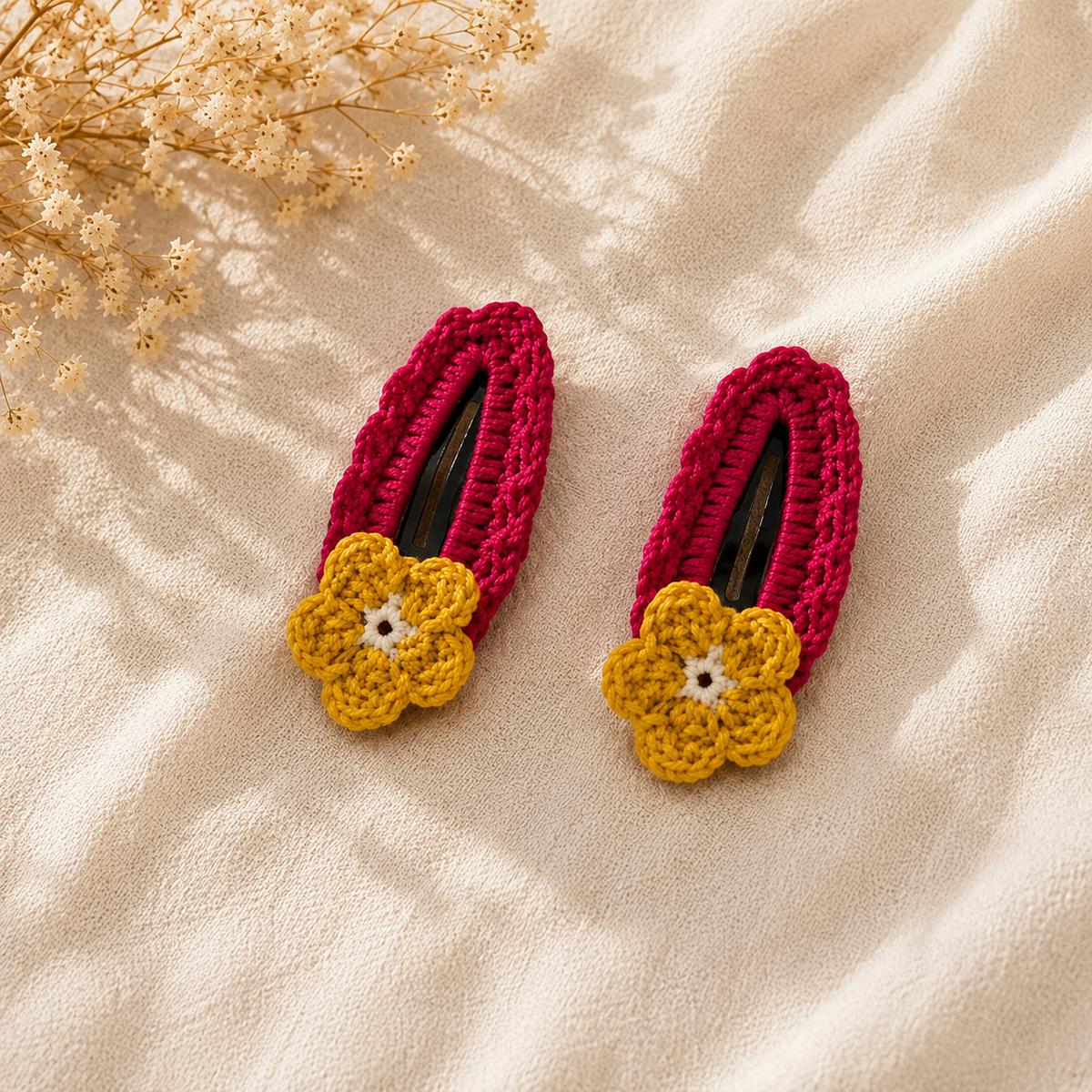 Crochet Flower Hair Clips – Set of 2