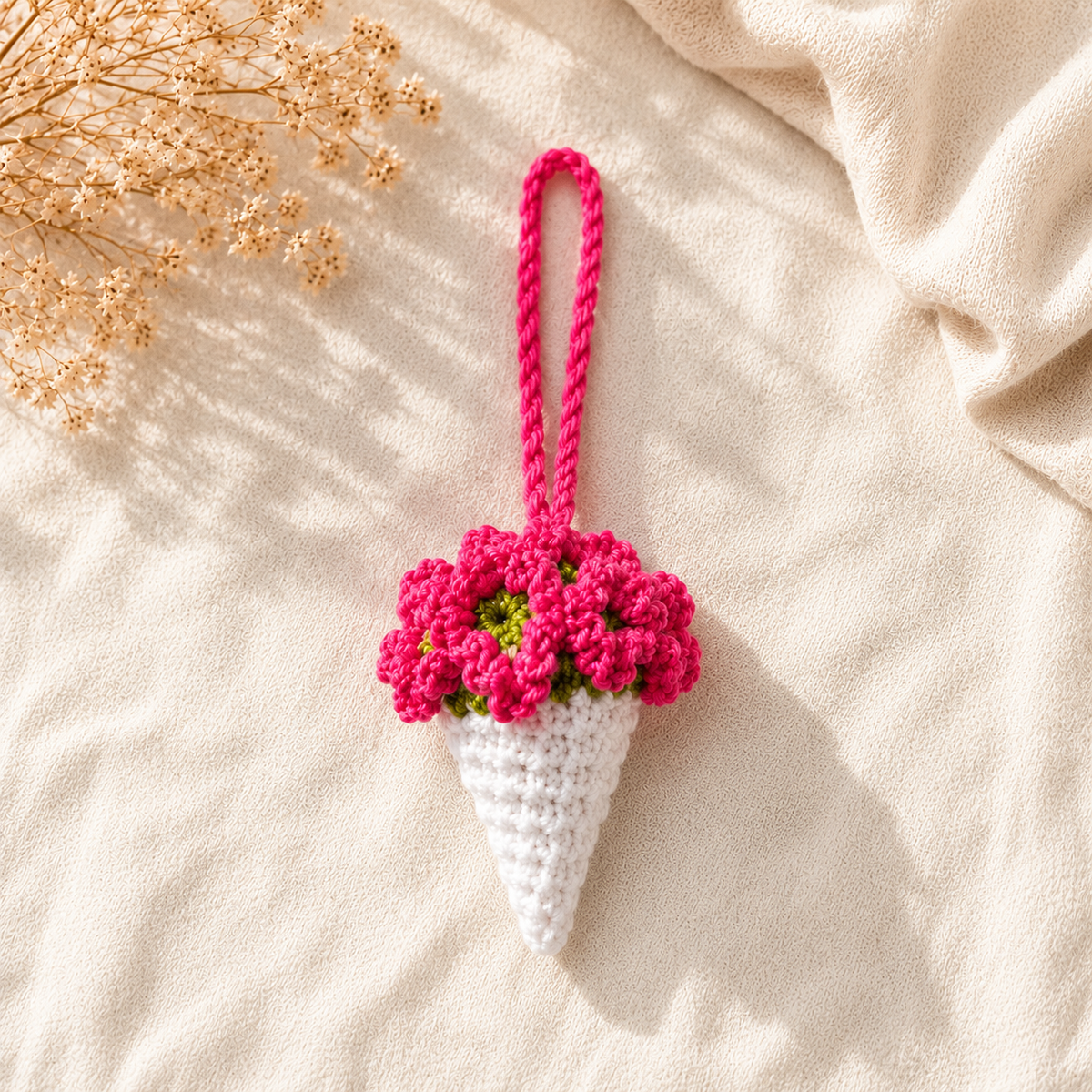 Crochet Flower Bouquet Bag Charm