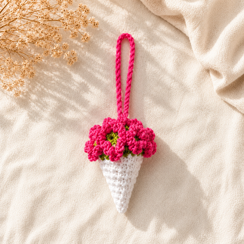 Crochet Flower Bouquet Bag Charm