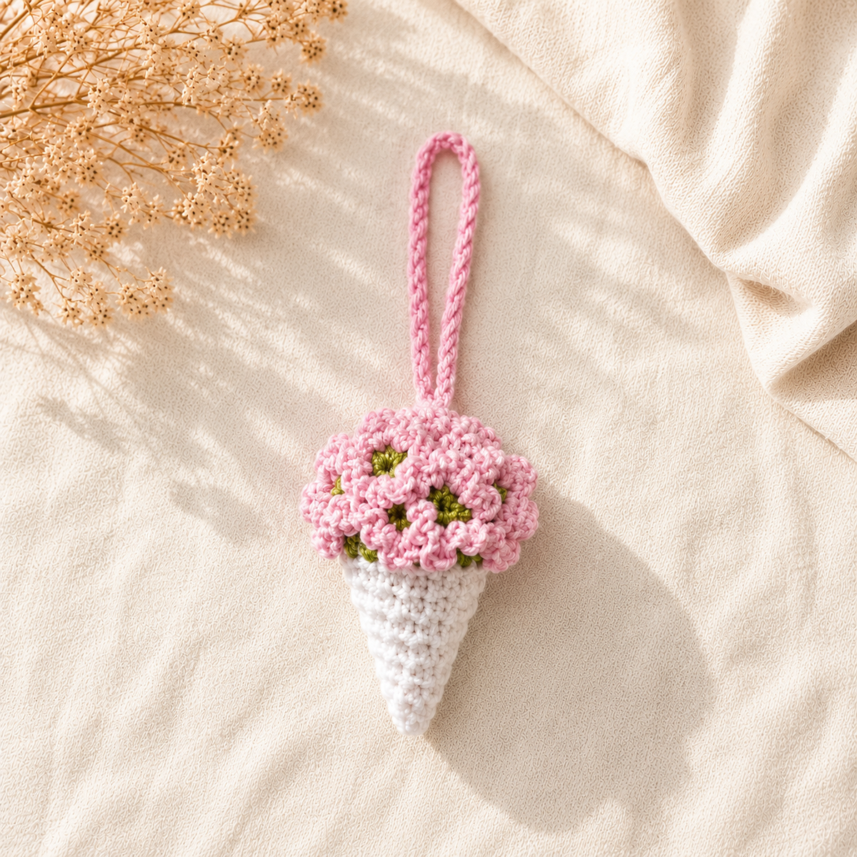 Crochet Flower Bouquet Bag Charm