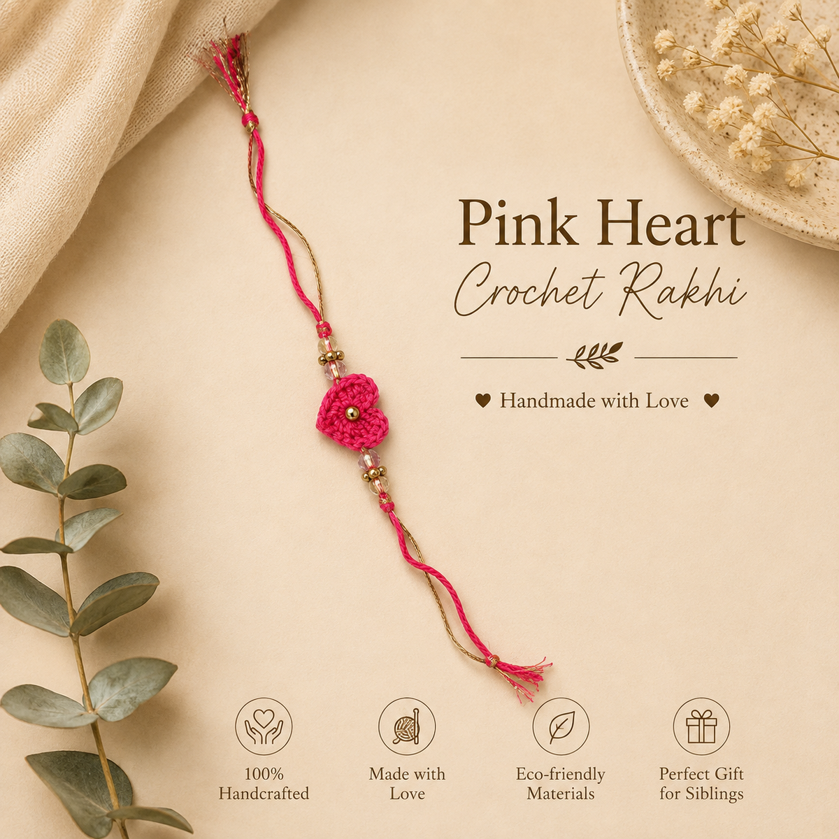 Heart Crochet Rakhi
