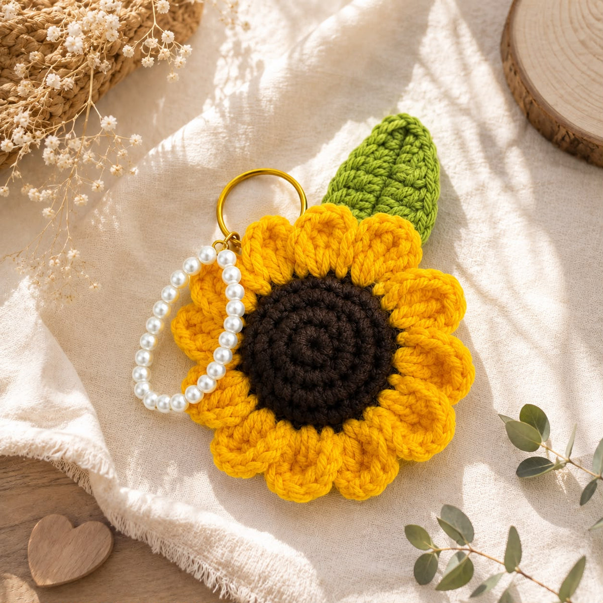 Handmade Crochet Sunflower Keychain